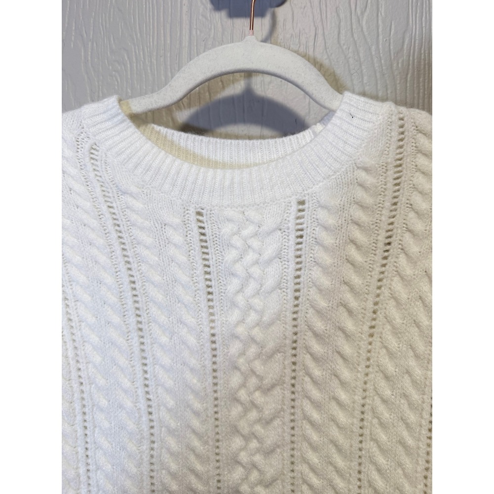 MABLE • NWT Ariana Sweater Bubble Skirt Mini Dress White Cable Knit Sz Medium - Picture 10 of 13